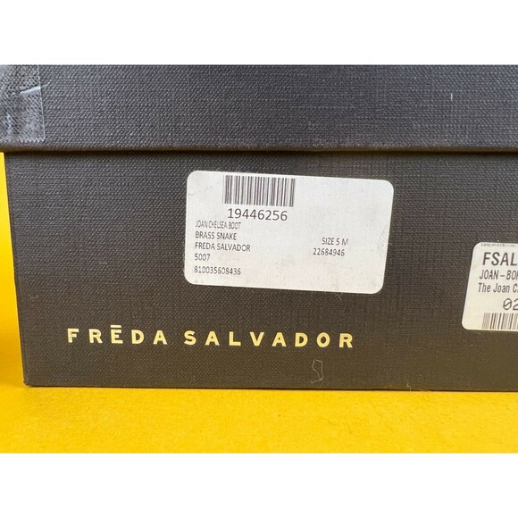 Freda Salvador Joan Chelsea Boots Womens 5 M Brass Snake Embossed Leather NWB - Picture 10 of 11